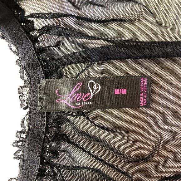 La Senza Love Black & Pink Mesh Baby Doll Lingerie Size Med - Picture 5 of 11
